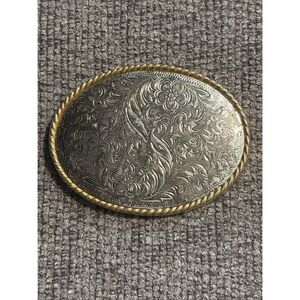 Ivan Vintage Western Floral Scroll Belt Buckle Cowboy Cowgirl Rodeo 1980s